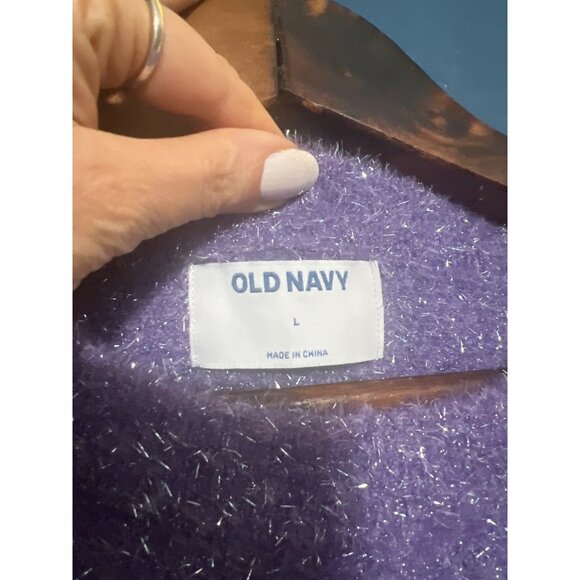 Metallic Fuzzy Purple Sweater L - Picture 2 of 5